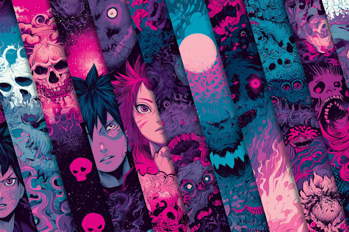 design an anime seamless pattern or custom sticker pack