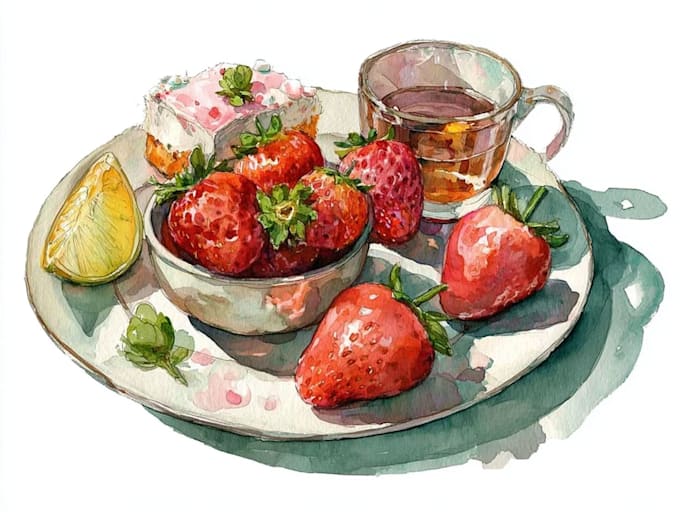 draw watercolor food illustration