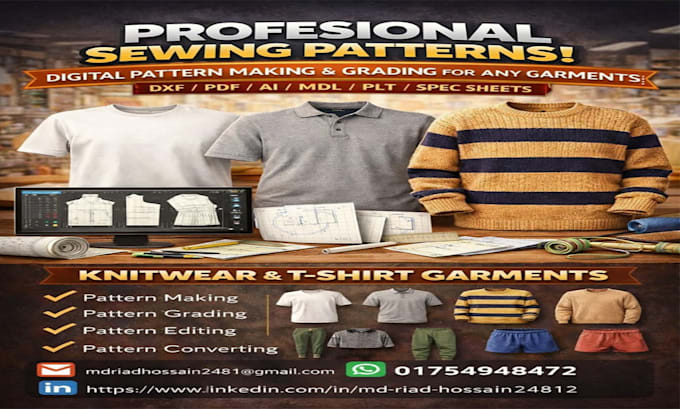 deliver expert garment pattern making and sewing patterns PDF, dxf
