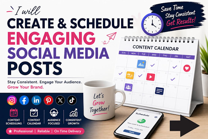 create and schedule engaging social media post content that grow your audience
