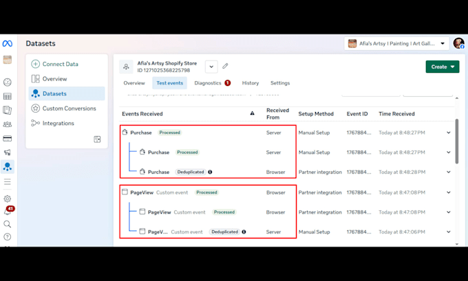 setup ga4 meta pixel capi server side tracking  via GTM