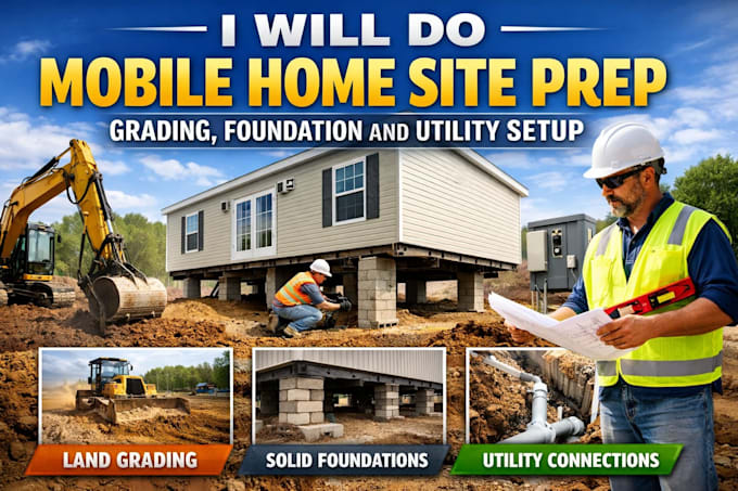 do mobile home site prep, grading, foundation and utility setup