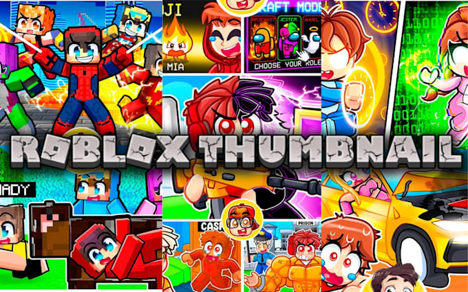 Design pro cartoon roblox avatar gfx thumbnails, gaming thumbnail ...
