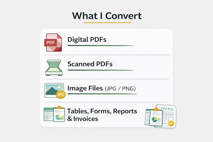 convert PDF, scanned, or image files to excel or CSV
