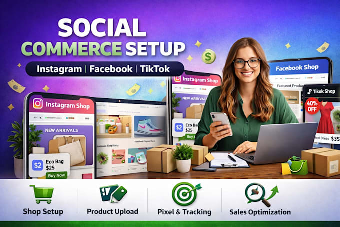 set up social commerce for instagram, facebook  tiktok