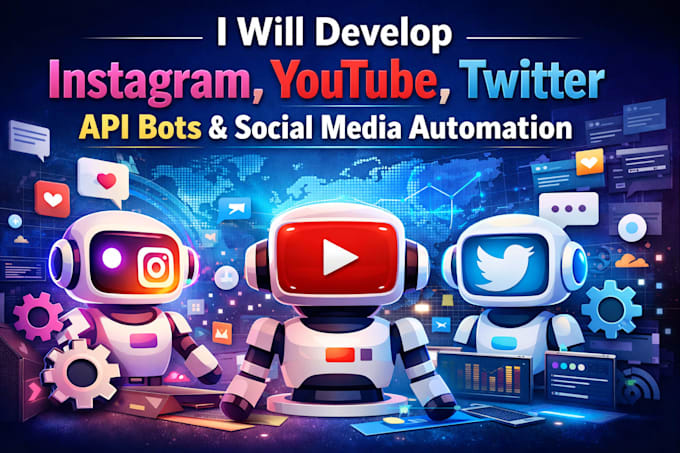 build social media API bots for instagram, youtube and twitter automation