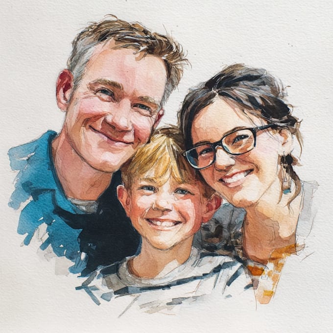 create a watercolor family portrait