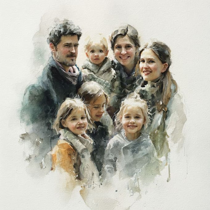 draw a sketchy watercolor portrait for you