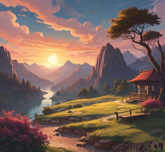 draw anime style background art illustration for vtuber
