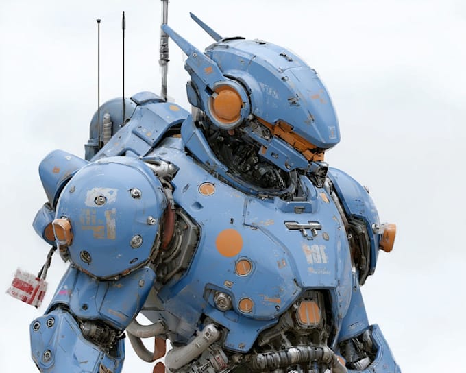 design a anime style mecha robot illustrations