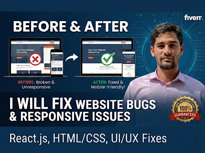 fix website bugs, CSS issues and mobile responsiveness problems