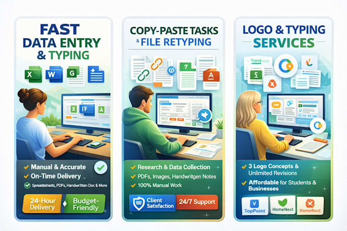 do data entry logo designing and typing works