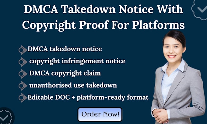prepare a dmca takedown notice with copyright proof for platforms