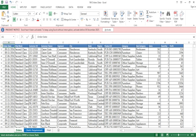 make data entry, clean, split, format and pivot table