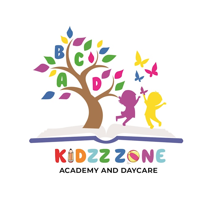 design childcare, daycare, kids, children, learning and educational logo