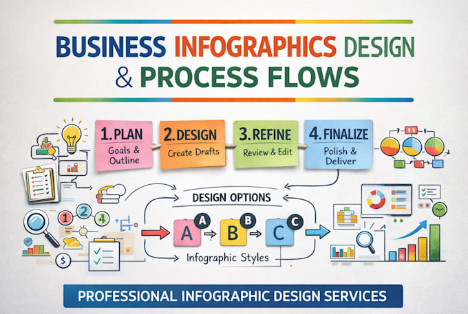 do business infographics, process flowcharts design
