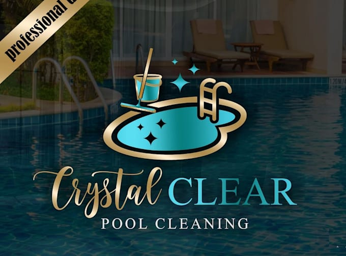 make swimming pool cleaning service logo design