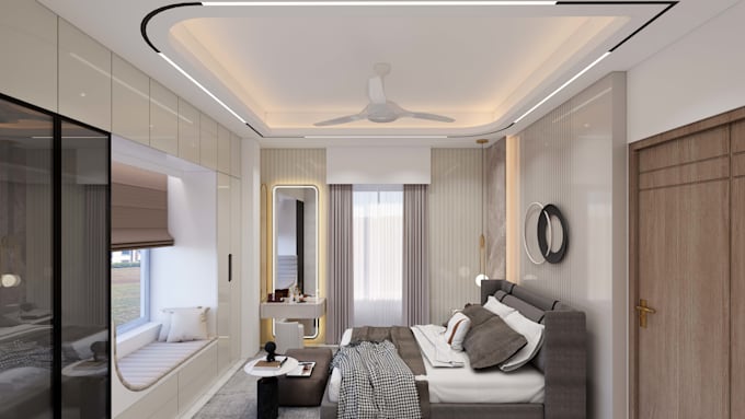 create professional interior design with floor plan and 3d render