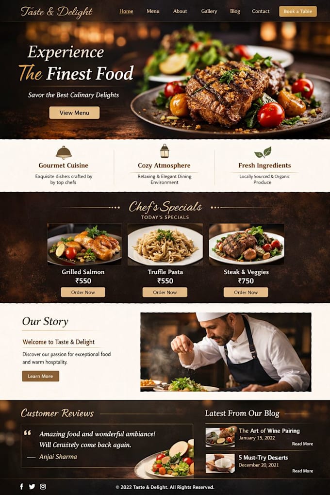 design a modern responsive restaurant website