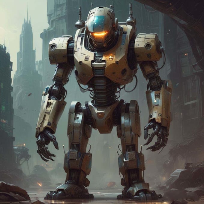 illustrate futuristic and sci fi robot