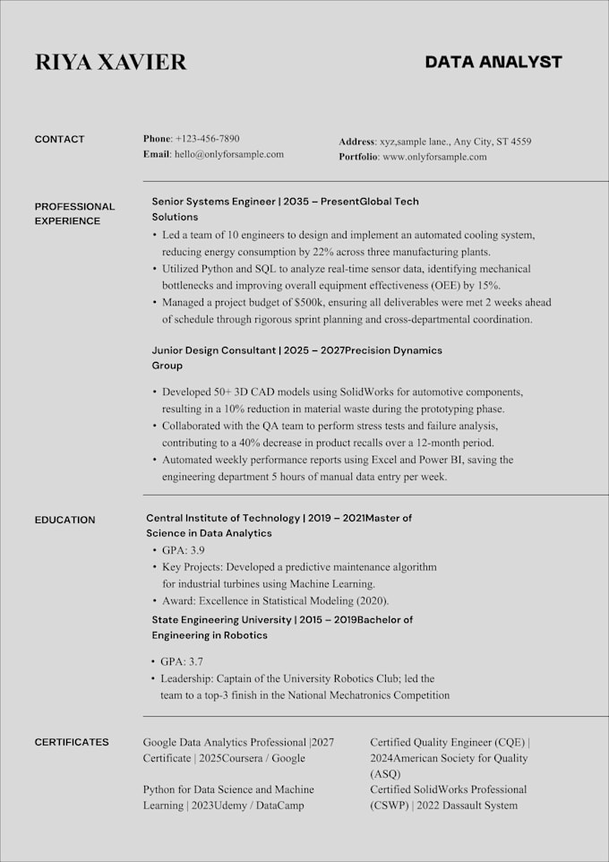 design a professional canva resume or portfolio