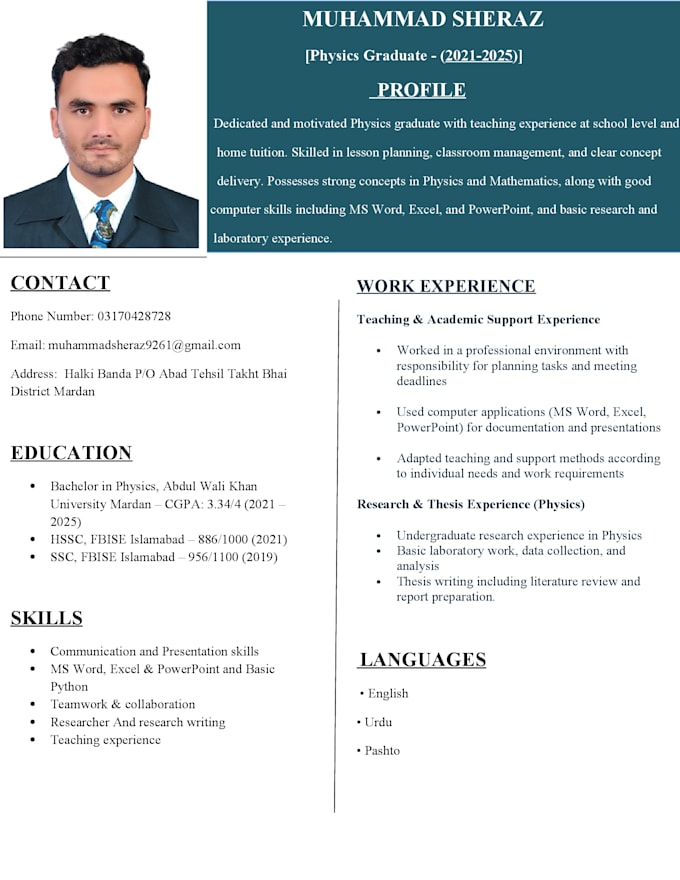 design and optimize a professional CV and resume