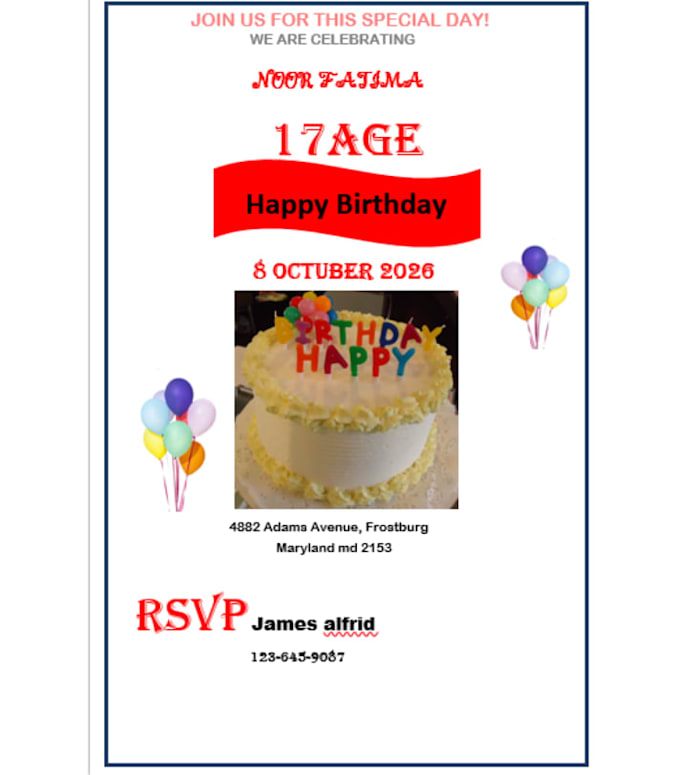 send a CV, birthday party cards