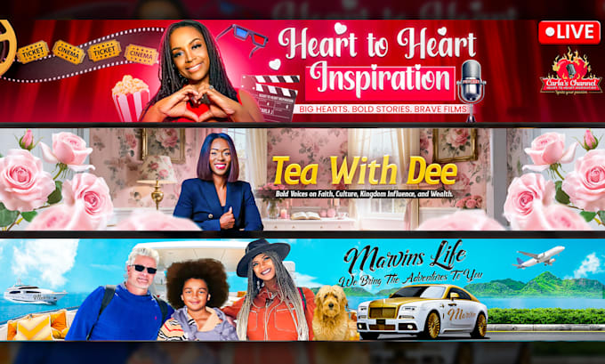 design a branded youtube banner and logo for channel authority