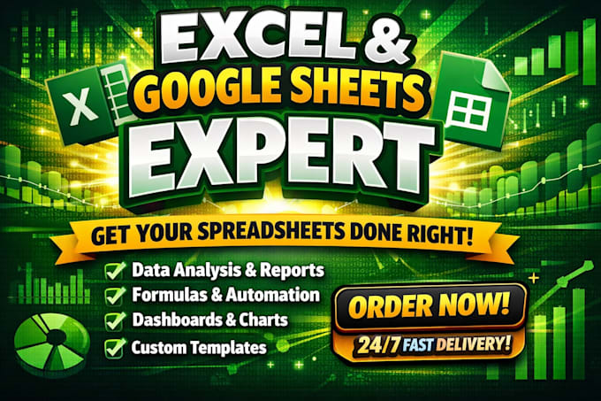 build custom excel spreadsheets, google sheets automation, macro, and data entry