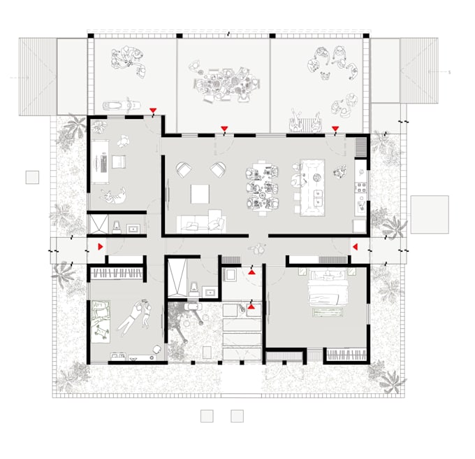 Color Rendered Plan Color render architectural plans, sections or elevations by Idalis_h ...