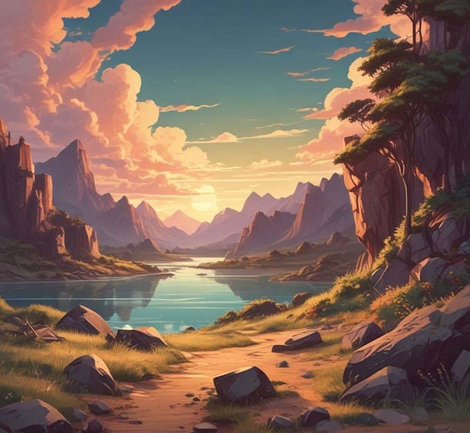 draw anime background, lofi artwork, visual novel art