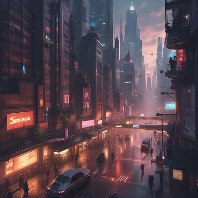 create stunning sci fi city illustrations for and concept