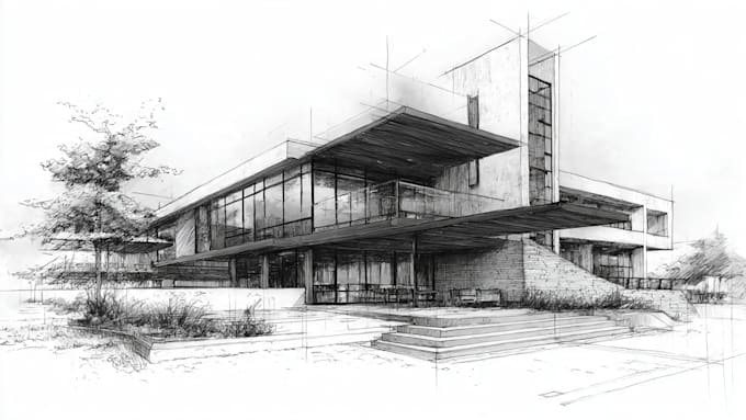 draw an architectural sketch for commercial use