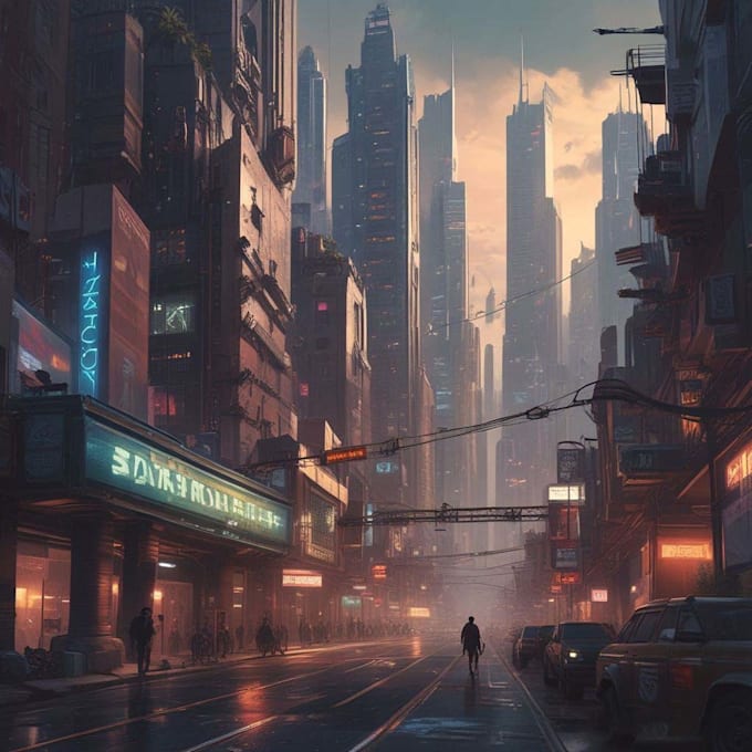 Illustrate a futuristic sci fi city concept with cinematic by ...