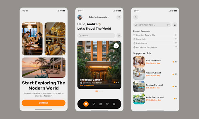 design mobile app uiux, app design and prototype in figma