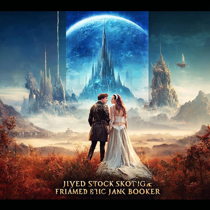 make a illustrated romance or sci fi book cover art