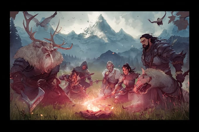 draw your dnd group party illustration