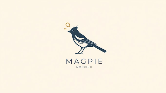 design an elegant magpie logo with my creative thinking