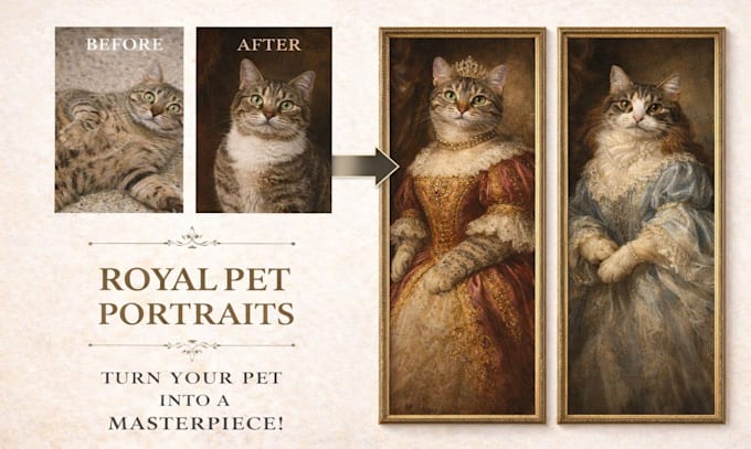 create a custom royal pet and pet owner portrait