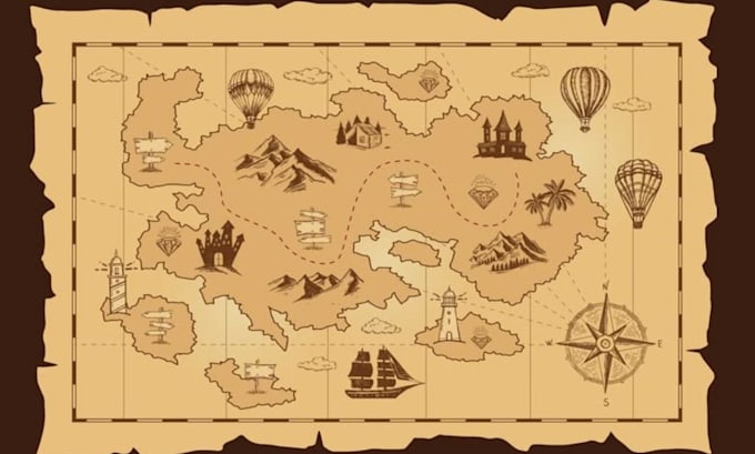 design fantasy map illustration, vector map, site map, dnd map illustration
