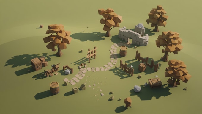 create low poly game props for unity unreal and mobile games