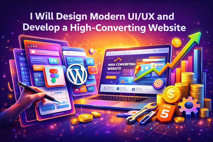 design modern UI and UX and develop a high converting website