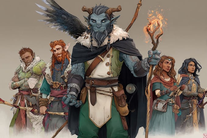 make dnd character art, fantasy illustration or concept art