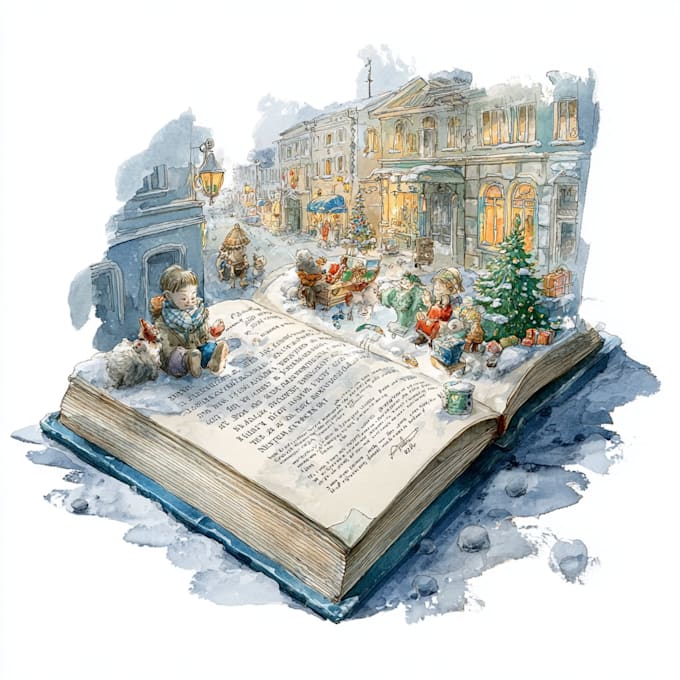 do christmas children story book illustration