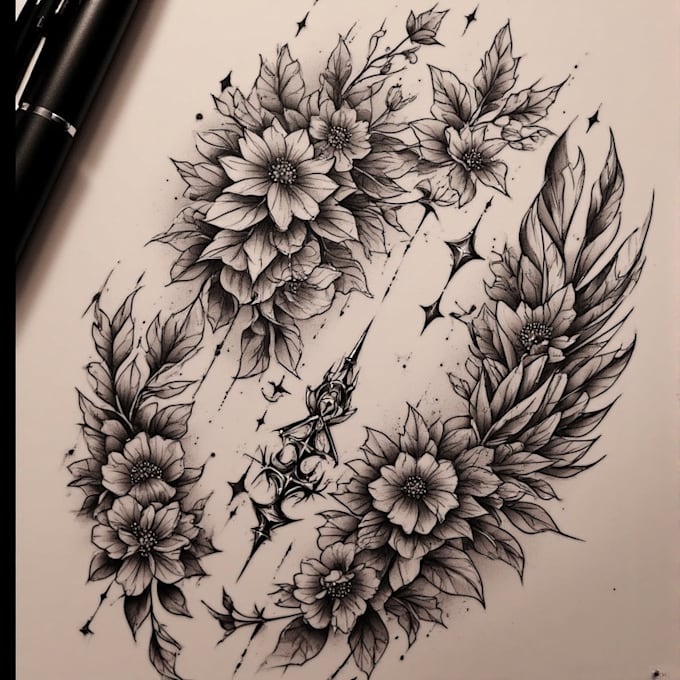 draw a unique custom tattoo sleeve, tailored tattoo artwork