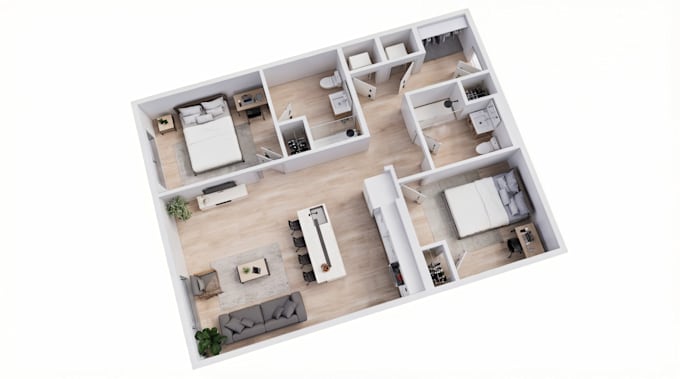 create 3d floor plan interior rendering