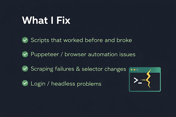 fix your broken node js script or scraping script