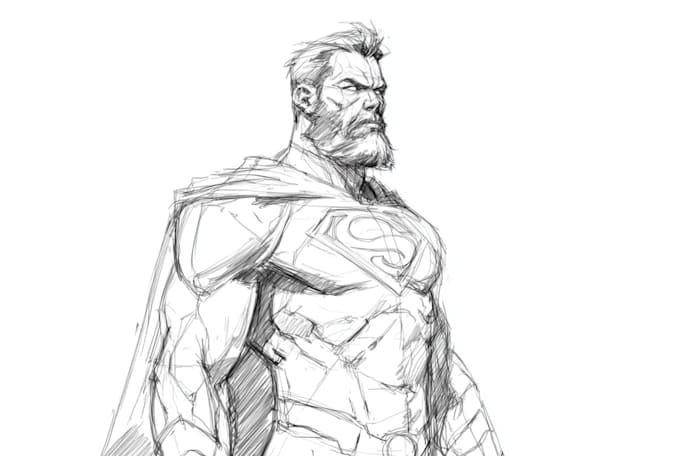 superhero sketch portrait and illustrations