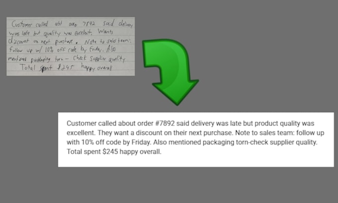 convert handwritten notes to word or excel accurately and fast