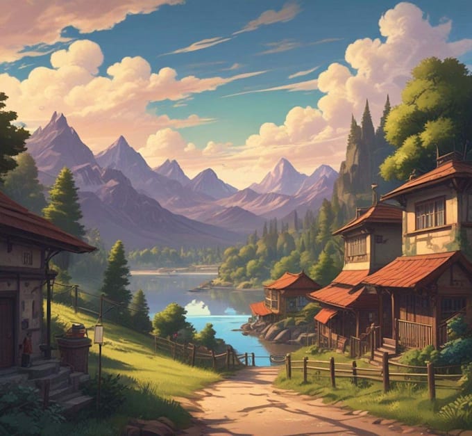 draw anime background, landscape illustrations